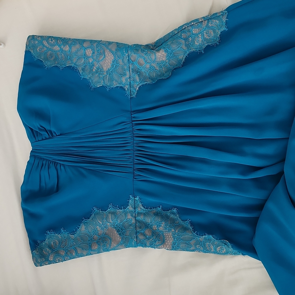 BCBG strapless teal dress